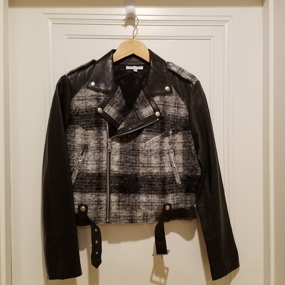 Rebecca Minkoff Leather and Wool Jacket-MEDIUM
